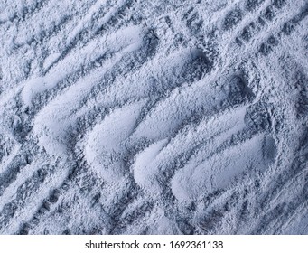 Gray Bentonite Clay Powder Texture Close Up, Selective Focus. Abstract Background. 