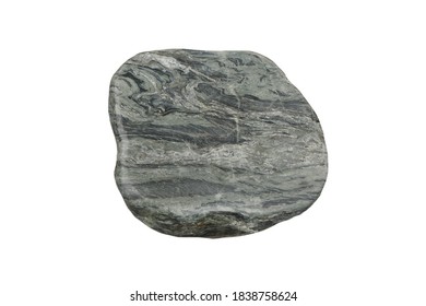 Gray And Black Marble Stone Slab Isolated On A White Background. Marble Is A Metamorphic Rock Composed Of Recrystallized Carbonate Minerals, Most Commonly Calcite Or Dolomite.