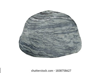 Gray And Black Marble Stone Slab Isolated On A White Background. Marble Is A Metamorphic Rock Composed Of Recrystallized Carbonate Minerals, Most Commonly Calcite Or Dolomite.