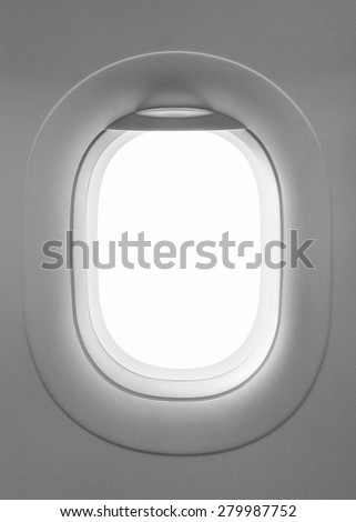Gray blank window plane, gray airplane window, gray light template, plain aircraft window white space.