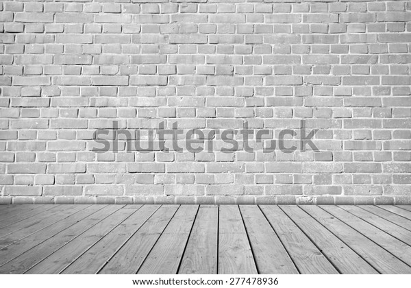 Gray Brick Wall On Wooden Floor Stock Photo Edit Now 277478936