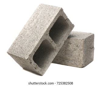 Gray Cement Cinder Block Isolated On White Background - Shutterstock ID 725382508