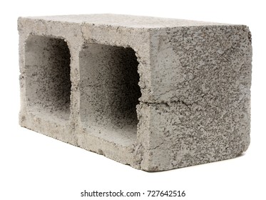 Gray Cement Cinder Block Isolated On White Background