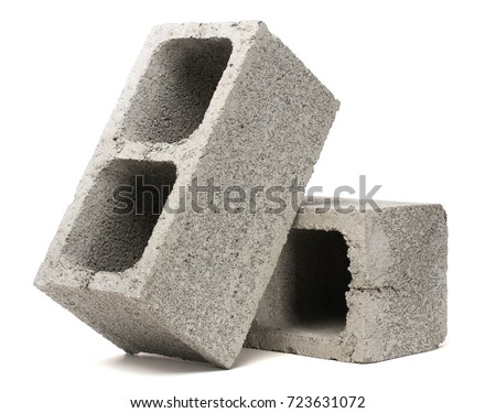 Gray Cement Cinder Block Isolated On White Background