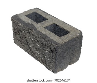 Gray cement slag brick isolated on white background
