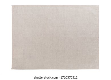 Gray Cloth Napkin Isolated On White Background Top View With Copy Space.