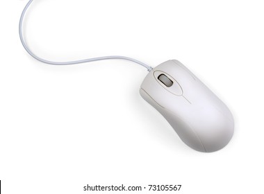 Gray computer mouse - top view, isolated on white