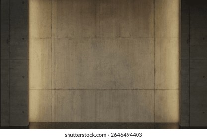 Gray concrete wall with two lights on either side, suitable for urban backgrounds, industrial designs, or modern architectural concepts in media.	
