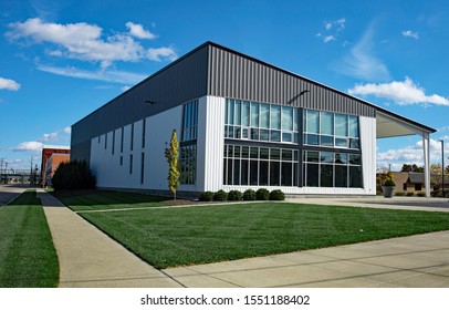 Gray Contemporary Building with New Landscaping