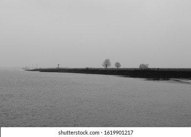 A Gray Day At The Ferry - River Elbe - Wischhafen