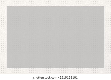 Gray dotted frame background, graphic minimal background, grey rectangle shape on light grey polkadot, frame background design