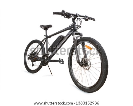 Gray electric bike angle view. Isolated on white, clipping path included