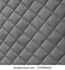 Gray Faux Velvet Diamond Quilted Bedspread Fabric Texture