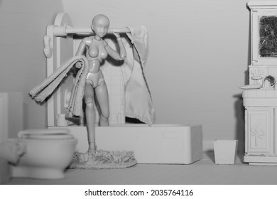 Gray figure within her home
