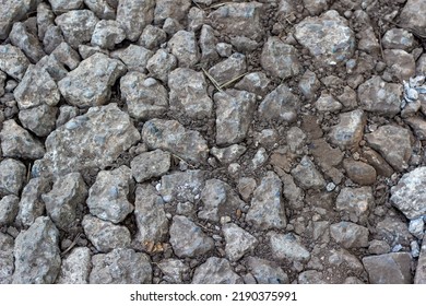 Gray Fine Texture, Stone Background. Gravel Pebble Stone Light Background From Rubble Granite Gravel, Closeup.