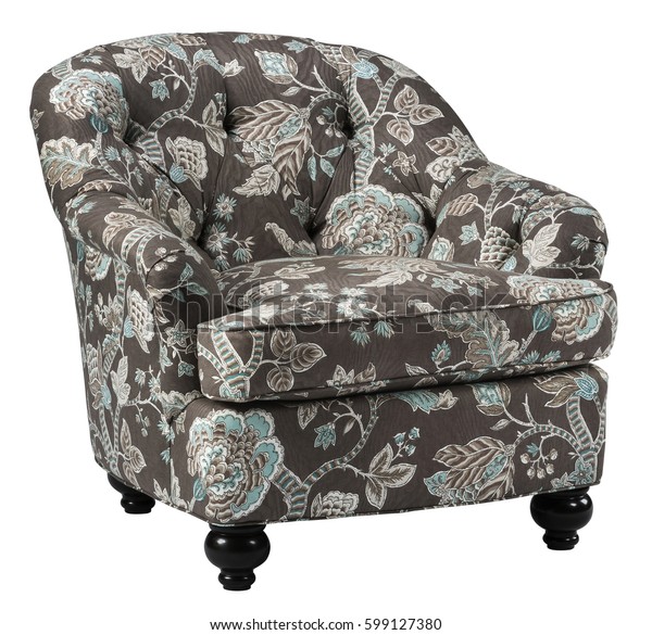 Gray Floral Print Upholstered Armchair Front Stock Photo Edit Now 599127380