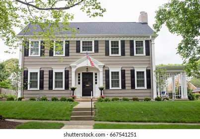 Gray Georgian Colonial Home