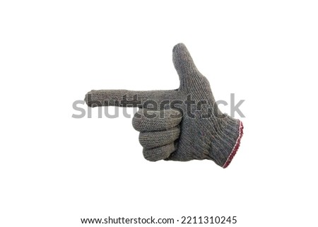 the gray glove symbol shows the direction. isolated on a white background