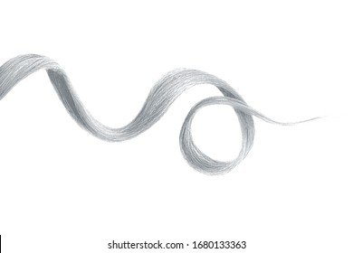 Gray hair wavy stripe on white, isolated