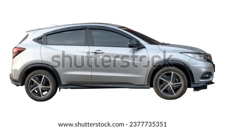 Gray hatchback car is isolated on white background with clipping path