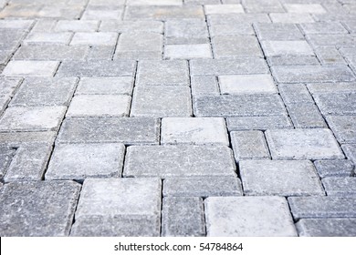 Gray Interlocking Paving Stone Driveway From Above