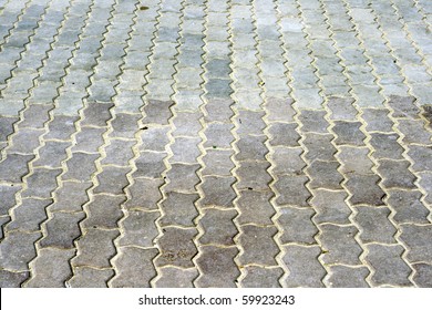 Gray Interlocking Paving Stone Driveway From Above