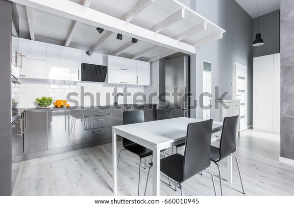 Gray And White Kitchen Table