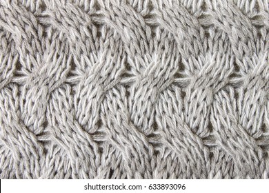 Gray knitting fabric texture background or knitted pattern background. Knitting or knitted background close up view.