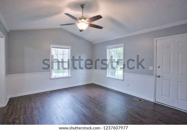 Gray Living Room Interior Vaulted Ceilings Stock Photo Edit Now