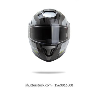 Gray motorcycle helmet isolated on white background