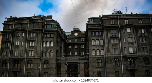 
Gray old building