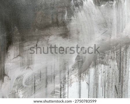 gray paint leaking down on white art canvas background.