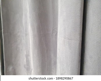 Gray polyester curtains  blackout curtains made from recycled material  Close  up