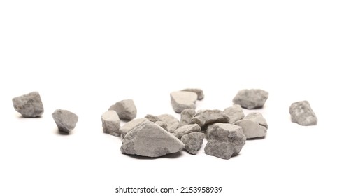 Gray rocks pile isolated on white 