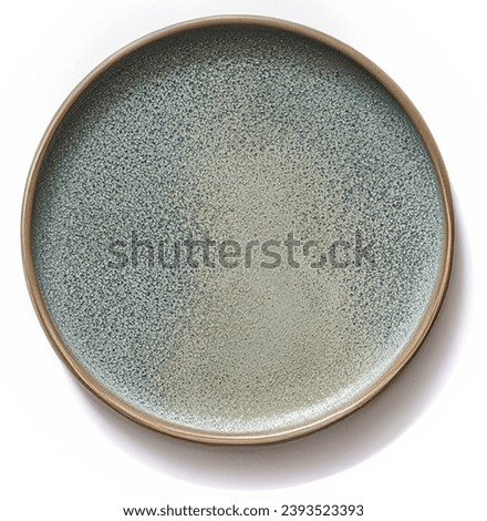 gray Round Empty Textured plate on white background isolated, selective focus