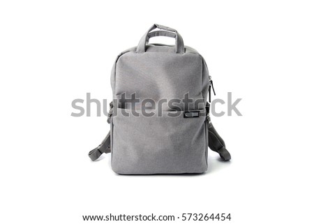 gray school bag isolated on white gackground