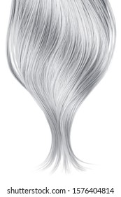 Gray Shiny Hair On White Background, Isolated