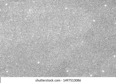 Gray Silver Glitter For Texture Or Background.  Silver Seamless Glitter Sparkle Pattern Texture.