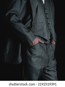 Gray Suit On Black Background Man Stock Photo 2192519391 | Shutterstock