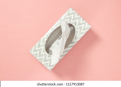 Gray tissue box on pastel pink background. Healthcare and hygiene. - Shutterstock ID 1117913087