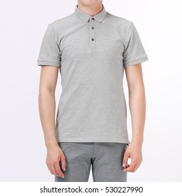 grey polo shirt