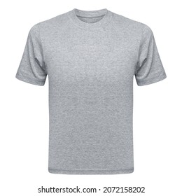 Gray T-shirt Mockup Front Used As Design Template. Tee Shirt Blank Isolated On White