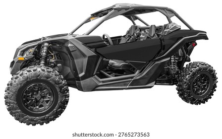 Gray utility task vehicle isolated on white background with clipping path