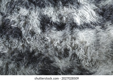 Gray And White Furry Rug