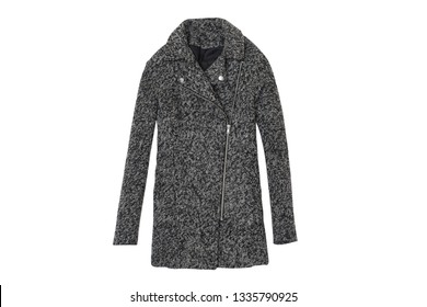 Gray Woolen Coat Isolate On White Background