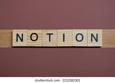  gray word notion made of wooden square letters on brown background
 - Shutterstock ID 2212382301