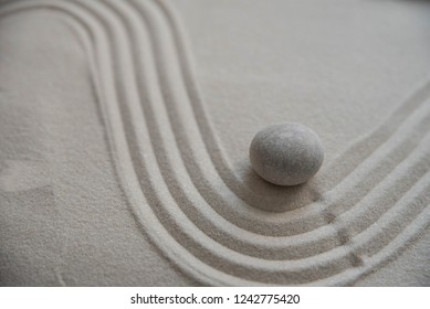 Gray Zen Stones On Sand Wave Stock Photo 1242775420 