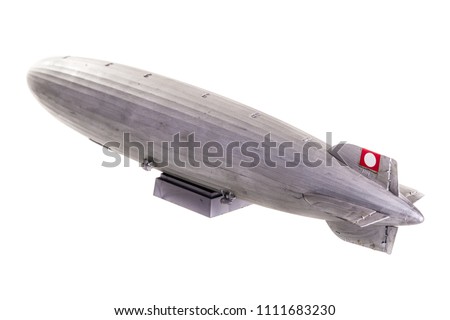 a gray zeppelin model isolated over a white background