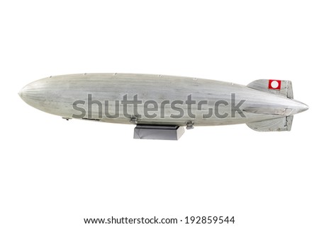 a gray zeppelin model isolated over a white background