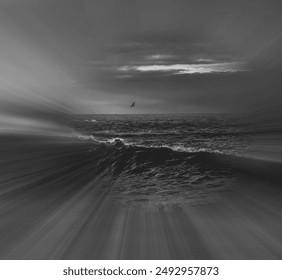 Grayish waves in the ocean with blur surroundings - Powered by Shutterstock